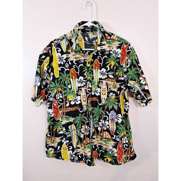 Jogal Men's Black Hawaiian Surfboard Shirt - Picture 1 of 5